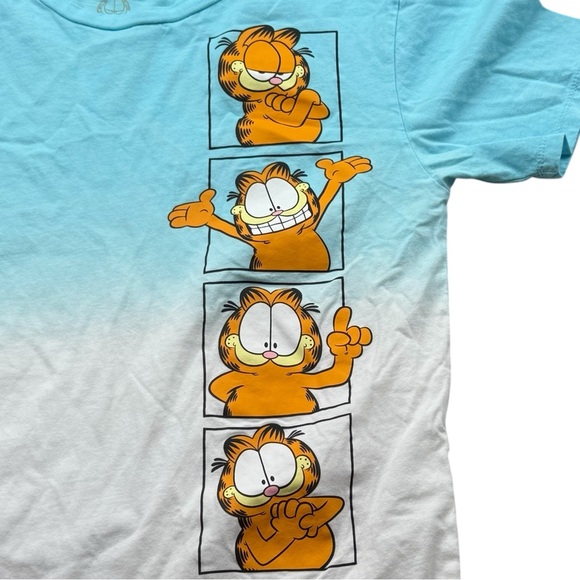 Garfield Kids XL 14-16 Blue Ombre Graphic‎ Tee Short Sleeve Cartoon Cat T-Shirt - Picture 5 of 9